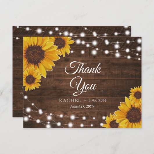 Rustige zonnebloemen Ruwen Hartelijk dank Aankondiging (Voorkant / Achterkant)