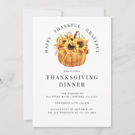 Rustige zonnebloemen Thanksgiving pompoen Kaart