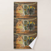 Rustige Zonnebloemen Wagon Wheel Cowboy Boots Badhanddoek (Badhanddoek)