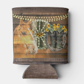 Rustige Zonnebloemen Wagon Wheel Cowboy Boots Blikjeskoeler (Achterkant)