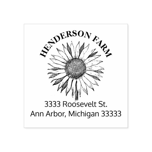 Rustige Zonnebloemnaam Rubberstempel Rubberstempel (Afrduk)