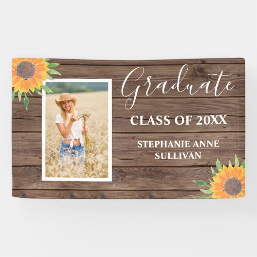 Rustige zonnebloempitten Afstuderen Spandoek (Horizontaal)