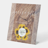 Rustige zonnebloempitten en -cadeautjes reclamebord met voetstuk (Voorkant)