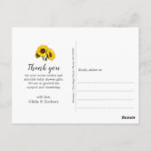 Rustige zonnebloempjes Baby shower Hartelijk dank Briefkaart (Achterkant)