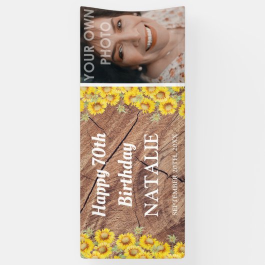 Rustige zonnoppen en houtextuur op zaterdag spandoek (Verticaal)