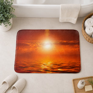Rustige Zonsondergang Oranje Gouden Lucht Boven Ze Badmat