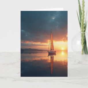 Rustige Zonsondergang Zeilboot Kaart