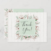 Rustige Zuidelijke katoenbloemen op hout Dank je Briefkaart (Voorkant / Achterkant)