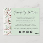 Rustige Zuidelijke katoenbloemen op hout Dank je Briefkaart (Achterkant)