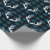 Rustige zwarte Buffalo Pset White Deer Antlers Cadeaupapier (Hoek)