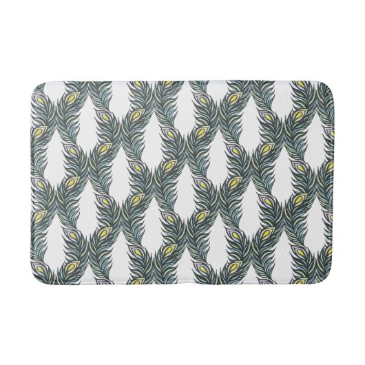 Rustige zwarte, groene en witte pacockveren badmat (Voorkant)