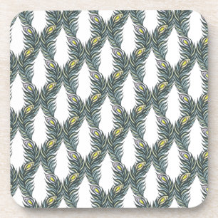 Rustige zwarte, groene en witte pacockveren bier onderzetter