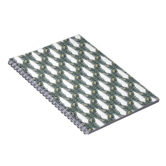 Rustige zwarte, groene en witte pacockveren notitieboek (Rechterzijde)