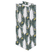 Rustige zwarte, groene en witte pacockveren wijn cadeautas (Achterkant Gekanteld)