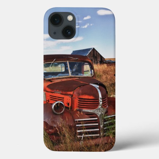 Rusting orange Dodge truck with afschrijoned farm Case-Mate iPhone Case (Achterkant)