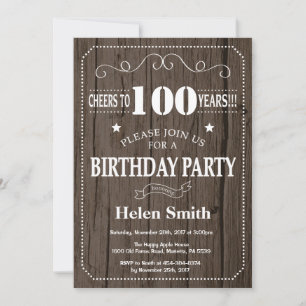Rustique 100e anniversaire Invitation