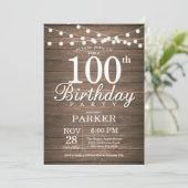 Rustique 100e anniversaire Invitation String lumiè (Debout devant)
