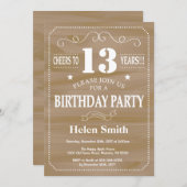 Rustique 13ème anniversaire Invitation (Devant / Derrière)