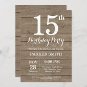 Rustique 15e anniversaire Invitation (Devant / Derrière)