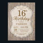 Rustique 16e anniversaire Invitation Bois<br><div class="desc">Rustic 16e Birthday Invitation Wood Background. Soirée Adult Birthday. On invite Birthday Bash. 13th 16th 18th 20th 20st 30th 40th 50th 60th 70th 80th 90th 100th,  Any age. For further customization,  please click the "Customize it" button and use our design tool to modify this template.</div>