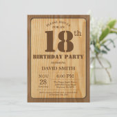 Rustique 18e anniversaire Invitation Bois Vintage (Debout devant)
