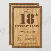 Rustique 18e anniversaire Invitation Bois Vintage (Devant / Derrière)
