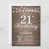 Rustique 21e anniversaire Invitation String éclats (Devant)