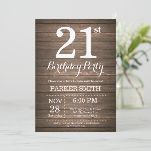 Rustique 21ème anniversaire Invitation (Debout devant)