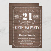 Rustique 21ème anniversaire Invitation (Devant / Derrière)