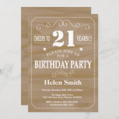 Rustique 21ème anniversaire Invitation (Devant / Derrière)