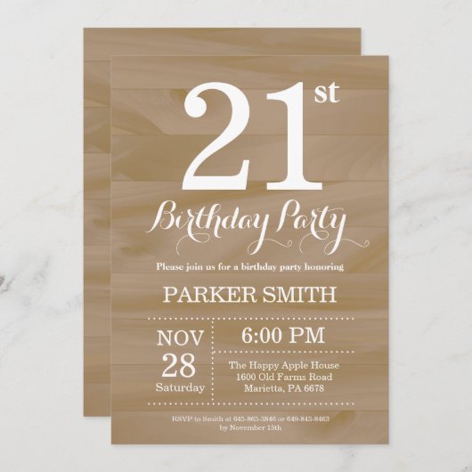 Rustique 21ème anniversaire Invitation (Devant / Derrière)