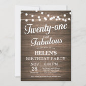 Rustique 21ème anniversaire Invitation Bois Fabule (Devant)