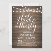 Rustique 30e anniversaire Invitation Bois (Devant)