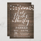 Rustique 30e anniversaire Invitation Bois (Devant / Derrière)