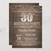 Rustique 30e anniversaire Invitation String lumièr (Devant / Derrière)