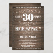 Rustique 30e anniversaire Invitation Vintage (Devant / Derrière)