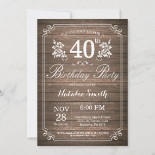 Rustique 40e anniversaire Invitation Floral