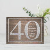 Rustique 40e anniversaire Invitation Parties scint (Debout devant)
