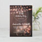 Rustique 40e anniversaire String Lights Invitation (Debout devant)