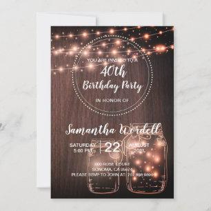 Rustique 40e anniversaire String Lights Invitation