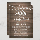 Rustique 50e anniversaire Invitation Bois Fabuleux (Devant / Derrière)