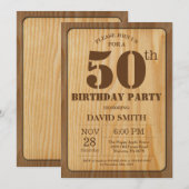 Rustique 50e anniversaire Invitation Bois Vintage (Devant / Derrière)