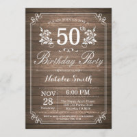 Rustique 50e anniversaire Invitation Floral