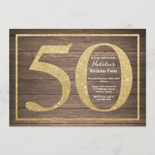 Rustique 50e anniversaire Invitation Parties scint