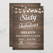 Rustique 60e anniversaire Invitation Bois Fabuleux (Devant / Derrière)