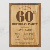 Rustique 60e anniversaire Invitation Bois Vintage