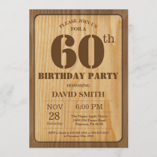 Rustique 60e anniversaire Invitation Bois Vintage