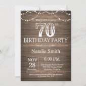 Rustique 70e anniversaire Invitation String lumièr (Devant)