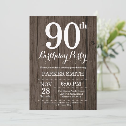 Rustique 90e anniversaire Invitation (Debout devant)