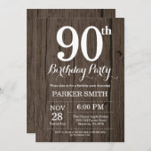 Rustique 90e anniversaire Invitation (Devant / Derrière)